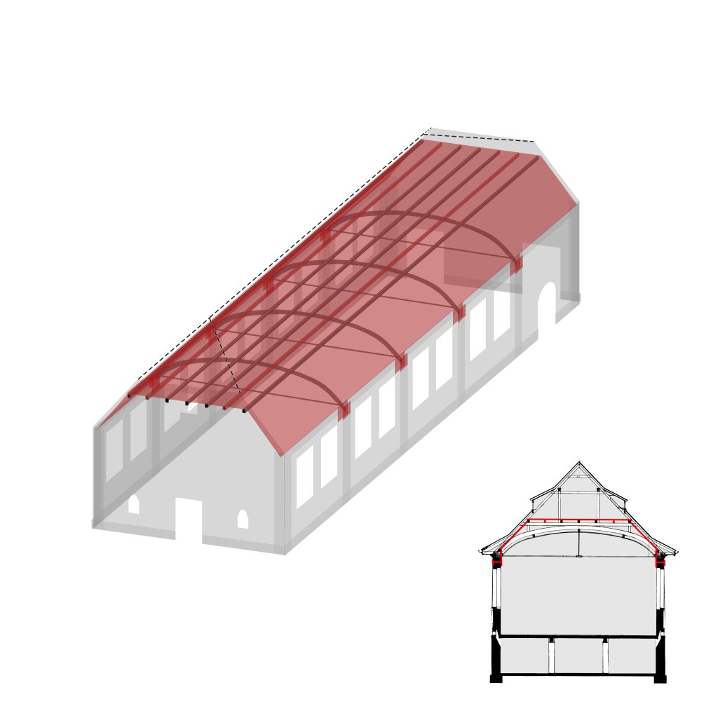 Hilbert Architektur Turnhalle Burgstrasse Erdbebenertüchtigung Dachstuhl Verstärkung